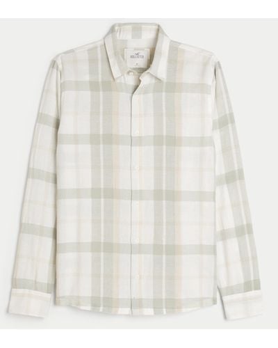 Hollister Hemd in Dobby Weave mit durchgehendem Knopfverschluss - Weiß