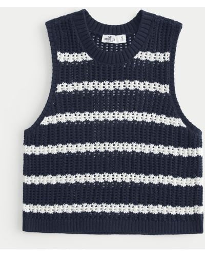 Hollister Easy Crochet-style High-neck Tank - Blue