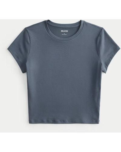 Hollister Lang geschnittenes T-Shirt mit Rundhalsausschnitt ohne Nähte - Blau