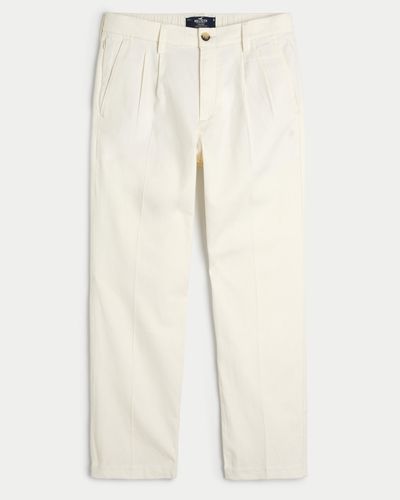 Hollister Pleated Linen Blend Trousers - Natural