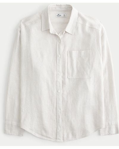Hollister Oversized Linen Blend Shirt - White