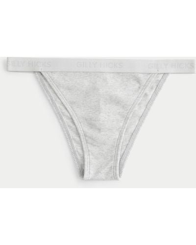 Hollister Gilly Hicks Ribbed Cotton Blend Cheeky Underwear - White