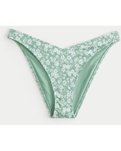 Hollister Ribbed High-leg V-waist Cheeky Bikini Bottom - Green