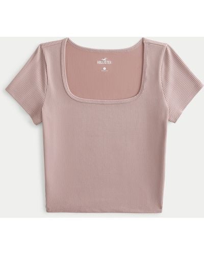 Hollister Ribbed Seamless Fabric Square-neck Top - Pink
