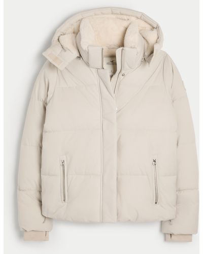 Hollister Cozy-lined All-weather Puffer Jacket - Natural