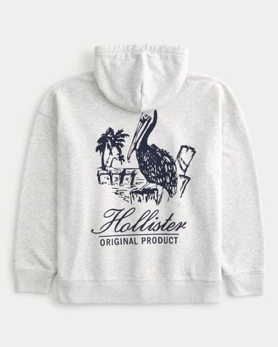 Hollister Oversized Logo Graphic Hoodie - White