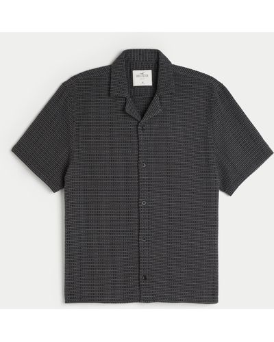 Hollister Boxy Short-sleeve Textured Shirt - Black