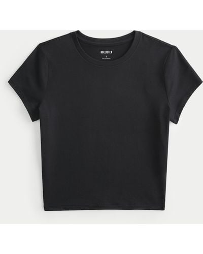Hollister Seamless Fabric Longline Crew T-shirt - Black