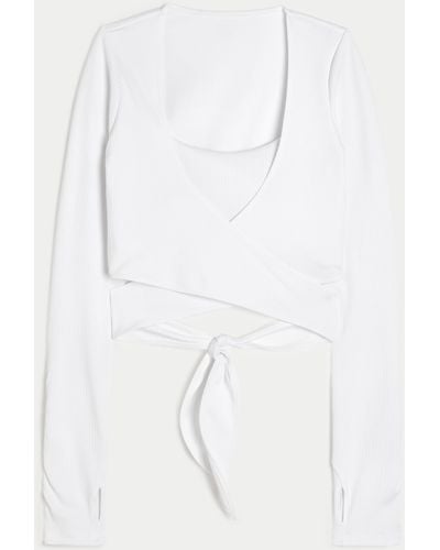 Hollister Gilly Hicks Active Recharge Ribbed Wrap Top - White