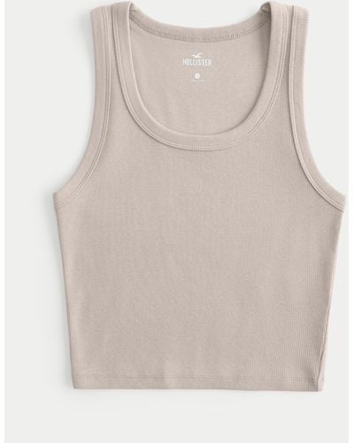 Hollister Ribbed Scoop Tank - Natural