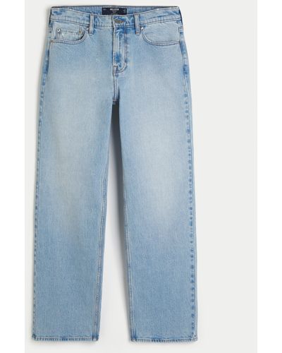 Hollister Premium Light Wash Baggy Jeans - Blue