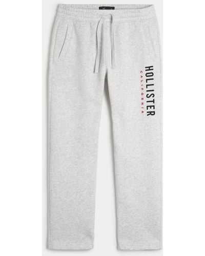 Hollister Straight Logo Graphic Sweatpants in White for Men