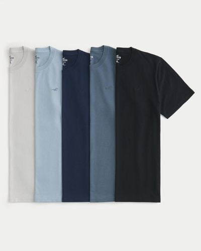Hollister T-Shirt mit Symbol und Rundhalsausschnitt, 5er-Pack - Blau