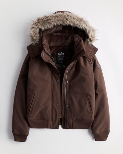 Hollister Faux Fur-lined All-weather Bomber Jacket - Brown