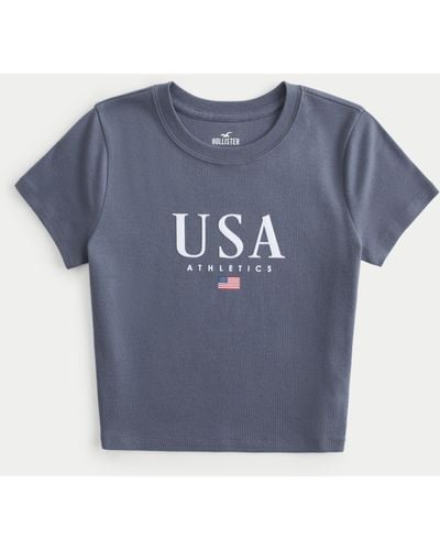 Hollister Baby-Tee mit USA Athletics-Grafikdruck - Blau