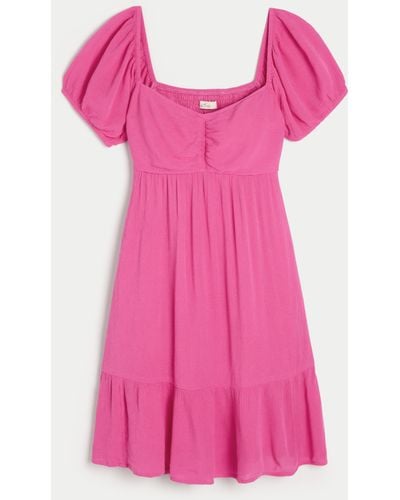 Hollister Open Back Babydoll Dress - Pink