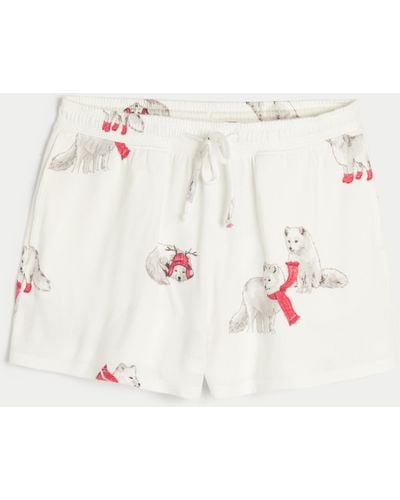 Hollister Gilly Hicks Kuschelige Pyjama-Shorts - Weiß