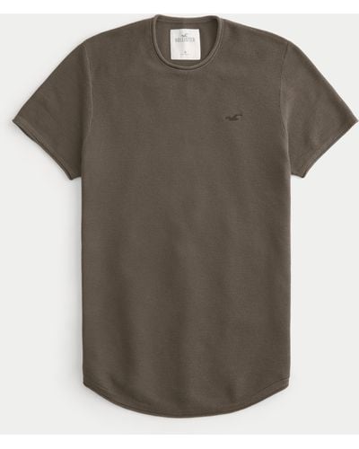 Hollister Pullover-T-Shirt mit Rundhalsausschnitt, Symbol und abgerundetem Saum - Grün