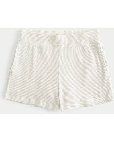 Hollister Cosy Ribbed Sleep Shorts - White