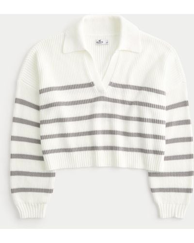 Hollister Easy Long-sleeve Polo Jumper - Natural