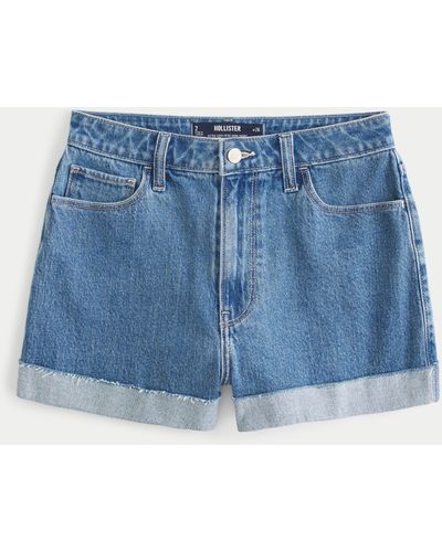 Hollister Ultra High-rise Medium Wash Denim Mom Shorts - Blue