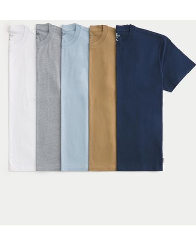 Hollister Lässiges T-Shirt mit Rundhalsausschnitt im 5er-Pack - Blau