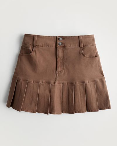 Hollister Ultra High-rise Pleated Mini Skirt - Brown