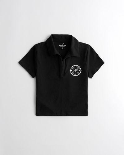 Hollister Embroidered Logo Graphic Polo - Black