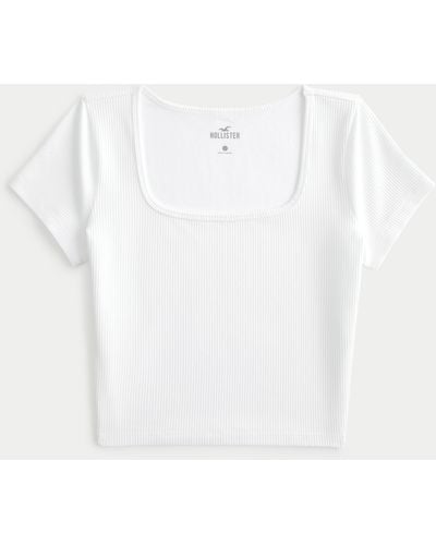 Hollister Ribbed Seamless Fabric Square-neck Top - White
