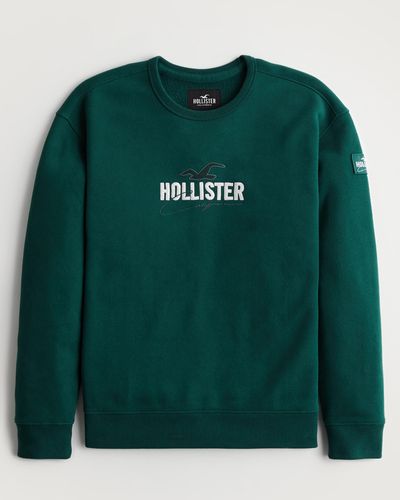 Hollister Embroidered Logo Crew Sweatshirt - Blue