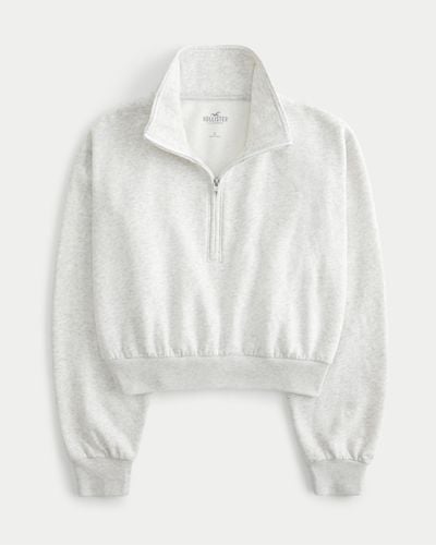 Hollister Hollister Feel Good Fleece Mini Half-zip Sweatshirt - White
