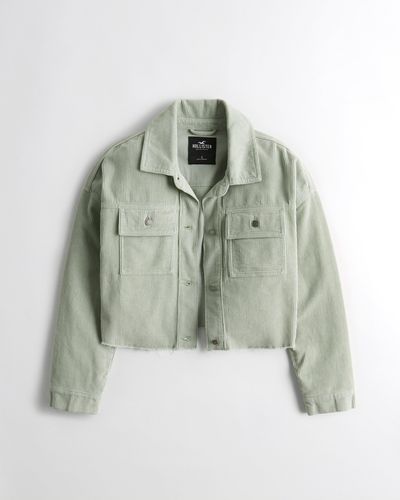 Hollister Crop Corduroy Shirt Jacket - Green