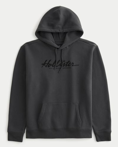 Hollister Relaxed Logo Graphic Hoodie - Black