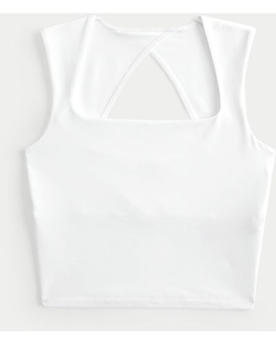 Hollister Soft Stretch Seamless Fabric Open Back Top - White