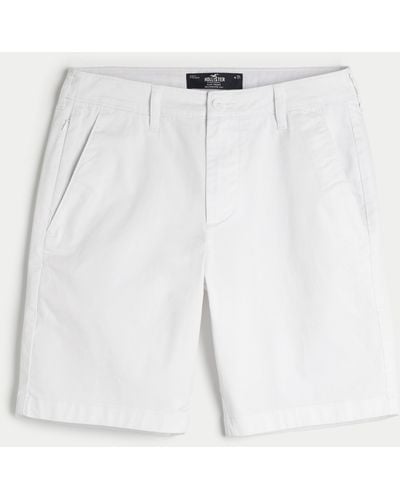 Hollister Twill Flat-front Shorts 9" - White