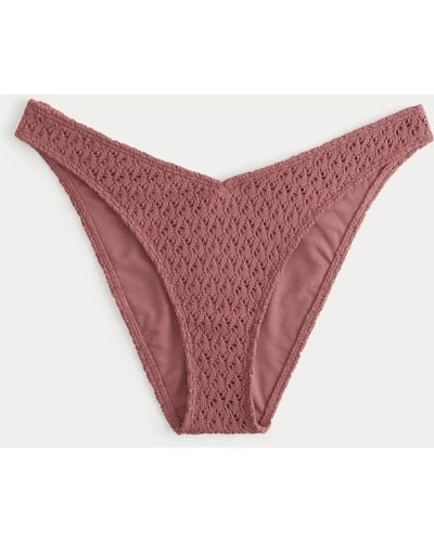 Hollister Crochet-style High-leg Cheeky Bikini Bottom - Pink