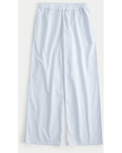 Hollister Poplin Wide-leg Sleep Trousers - Blue