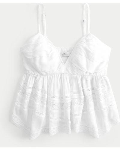 Hollister Easy Lace Babydoll Top - White