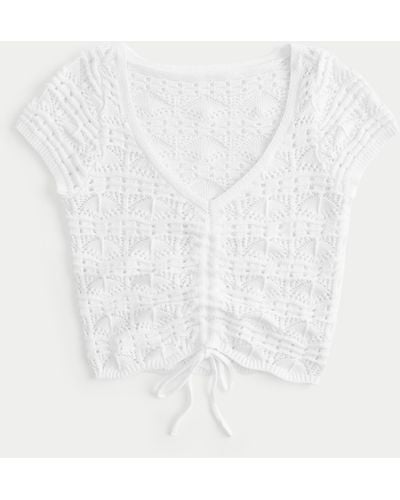 Hollister Short-sleeve Reversible Cinch Crochet Jumper T-shirt - White