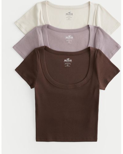 Hollister Ribbed Baby Tee 3-pack - Brown
