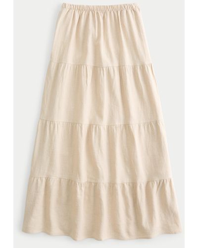 Hollister Tiered Linen Blend Maxi Skirt - Natural
