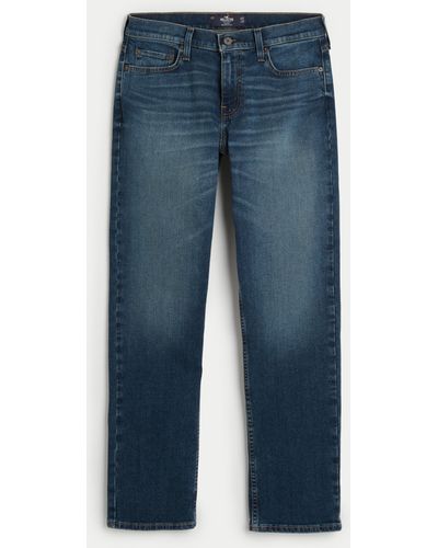 Hollister Straight Jeans in dunkler Waschung - Blau