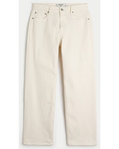 Hollister Premium White Baggy Jeans - Natural