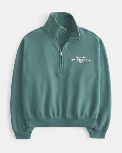 Hollister Easy Half-zip Nantucket Graphic Sweatshirt - Green