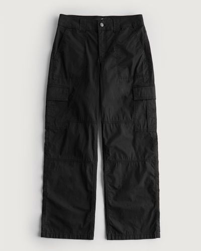 Hollister High-rise Poplin Baggy Cargo Trousers - Black