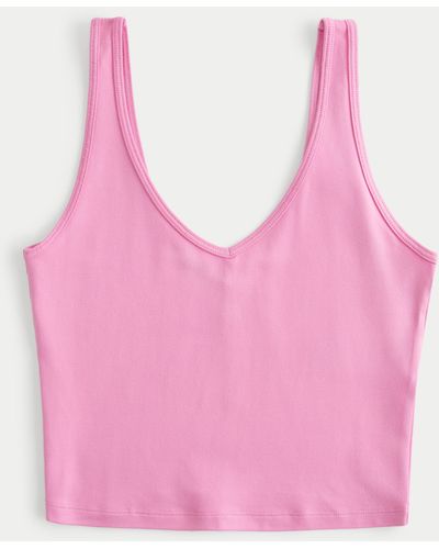 Hollister Soft Stretch Seamless Fabric Crop V-neck Tank - Pink