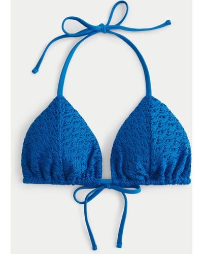 Hollister Crochet-style Triangle Bikini Top - Blue