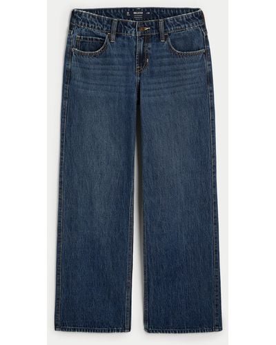 Hollister Low Rise Baggy-Jeans in dunkler Waschung - Blau