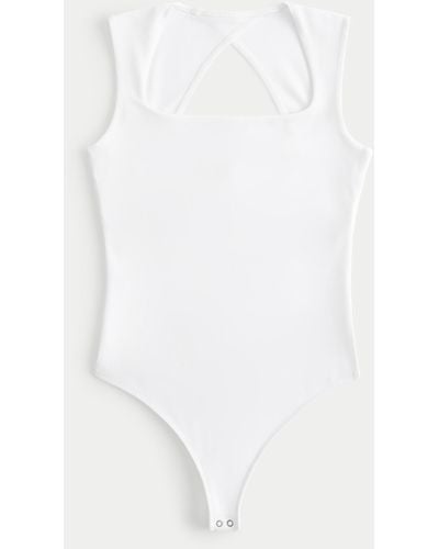 Hollister Soft Stretch Seamless Fabric Open Back Bodysuit - White