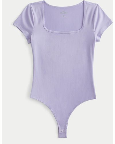 Hollister Soft Stretch Seamless Fabric Square-neck Bodysuit - Purple